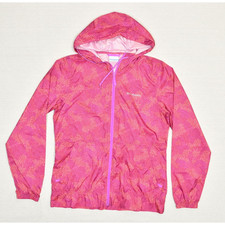 Columbia Women Windbreaker Full Zip Floral Polyester Pink Pockets Size S