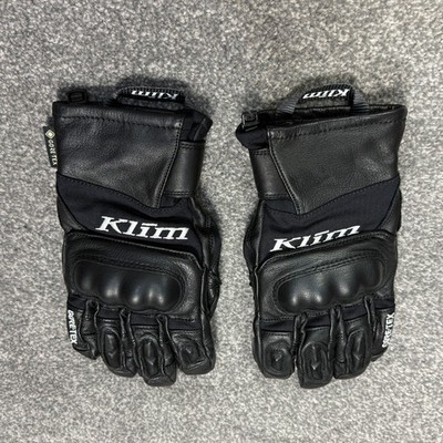 Vintage Klim Gore-Tex Knöchelschutz schwarz Leder groß Motorradhandschuhe