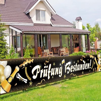 Lang Prüfung Bestanden Banner Deko für Abschluss Ausbildung, Stoff Poster Ban...