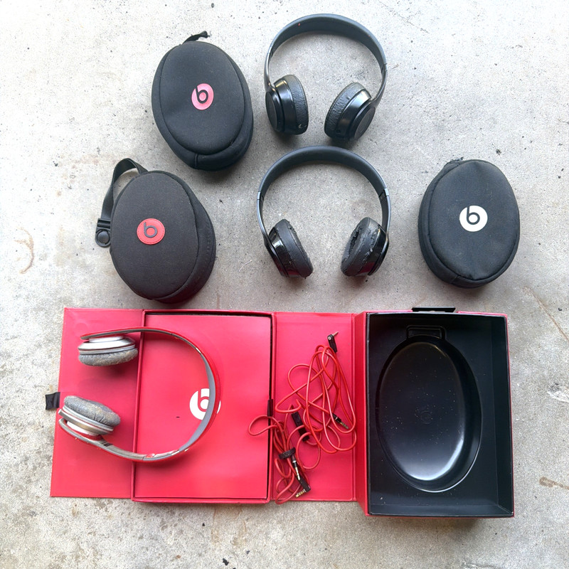 Lot of 3 Beats Studio Pro Headphones - UNTESTED - !READ! Black Red Parts Repair
