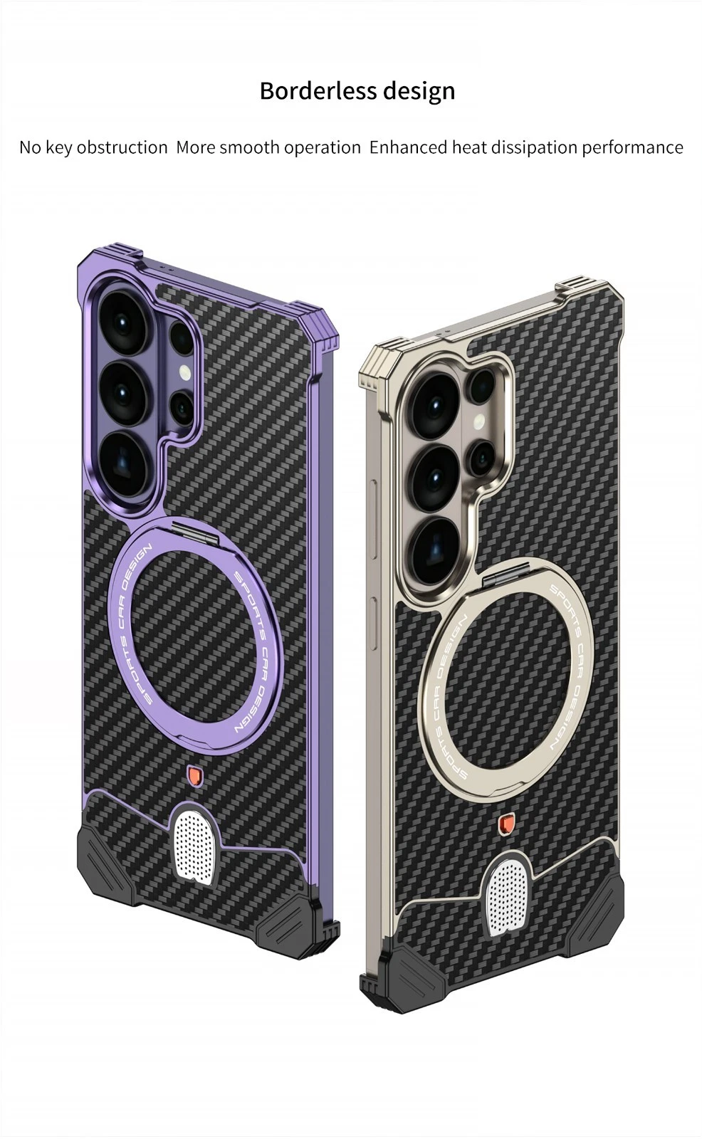 For Samsung S26 Ultra Magnetic Carbon Fiber Aluminum Metal Frameless Stand Case - 第 17/28 张图片