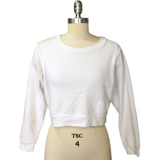 Vintage 90s Bongo White Crop Top Size M L White Long Sleeve Patch 1990s USA Made