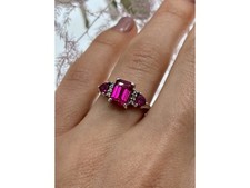 925 Sterling Silver Pink Topaz Ring Size 7