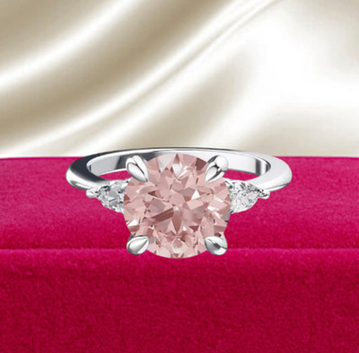Diamantring Fancy Vivid Pink Rundschliff 3,20 ct IGI Lab Grown 14 K Weißgold
