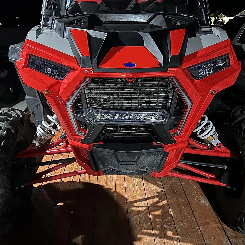 Grelha de malha parachoque UTV com barra de luz LED para Polaris RZR XP 4 1000 Turbo S 2019-23 - Imagem 2 de 4