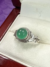     Natural Green Onyx 925 Sterling Silver Dainty Ring Sz 6 3/4
