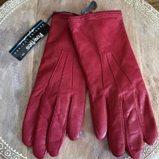 NWT Vintage 1980s Fownes Red Leather Chic Winter Dress Gloves Lined Size 7