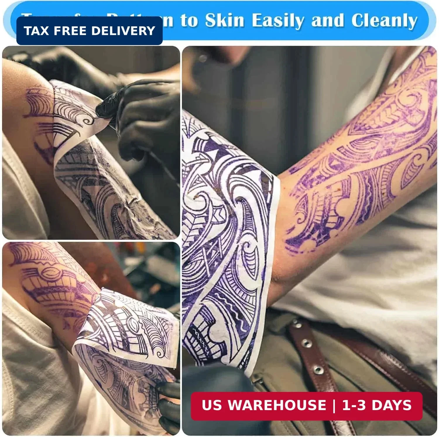 50 Sheets Tattoo Transfer Paper, Cridoz Tattoo Stencil Paper for Tattooing, Tran image 6