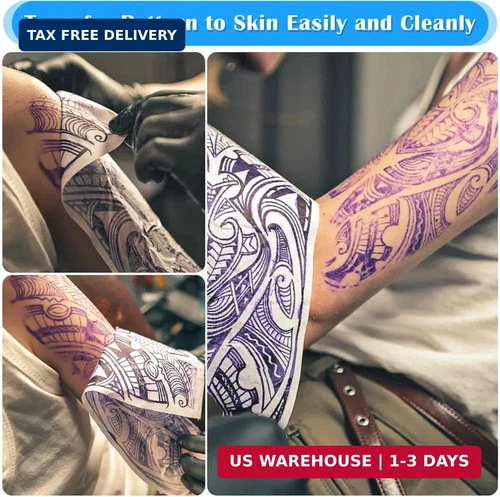 50 Sheets Tattoo Transfer Paper, Cridoz Tattoo Stencil Paper for Tattooing, Tran image 6