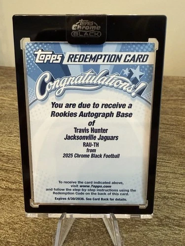 2025 Topps Chrome Black Travis Hunter  Auto Redemption RAU-TH RC