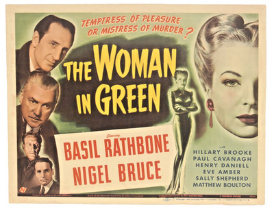 ORIGINAL LOBBY CARD FOR THE 1945 FILM THE WOMAN IN GREEN MOVIE BASIL RAT G2U