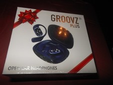 GROOVZ PLUS OPEN EAR HEADPHONES BLACK WITH STARS CHARGING CASE NIB SEALED