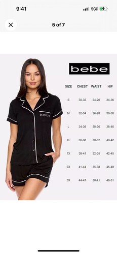 Women's BEBE Soft Black Pajama Set Size 3X - Picture 4 of 6