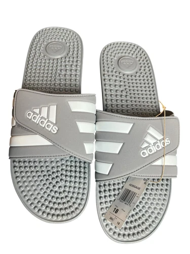 Nuovo sandalo ADIDAS Adissage uomo slide grigio bianco grigio taglia 18 US uomo HQ4373