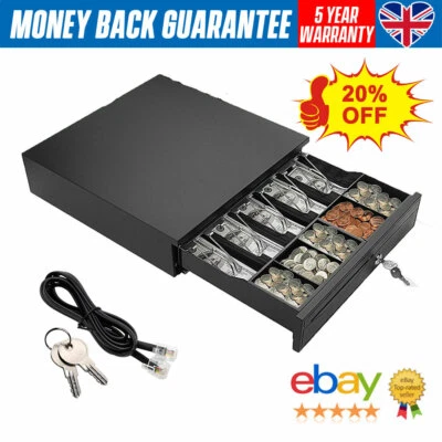 AUTOFATHER POS Cash Drawer Register Heavy Duty Removable Cash Tray Till Draw 5Bills 5 Coins