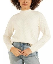 Guess Peyton Cable-Knit Cream White Sweater M