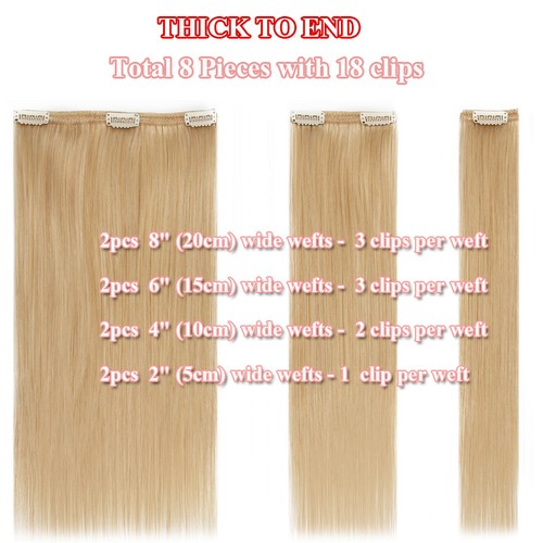150g Double Weft Thick Clip in Remy Echthaar Extensions Full Head Clip On Hair - Bild 8 von 43