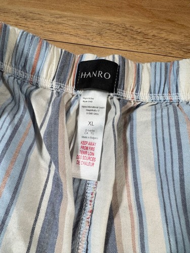 Hanro Switzerland Blue White Striped Lightweight Lyocell Cotton Pajama Shorts XL - Picture 5 of 7