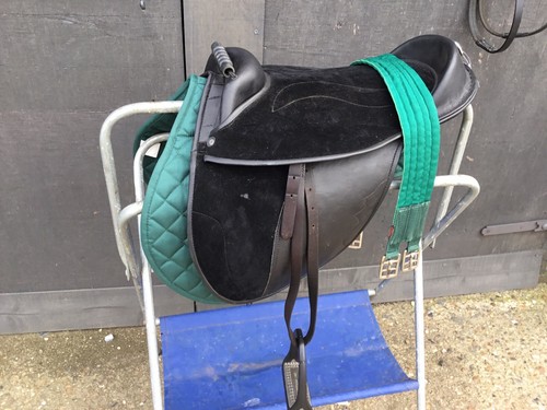 Shetland Pony Saddle Set,bridle,bit,stirrups,girth,leathers, Green (Ref SS3) - Bild 6 von 14