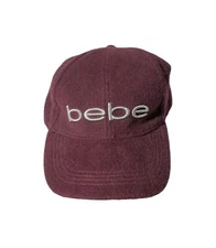 Bebe Womens Maroon Hat Baseball Adjustable Wool Fluffy Winter Burgundy