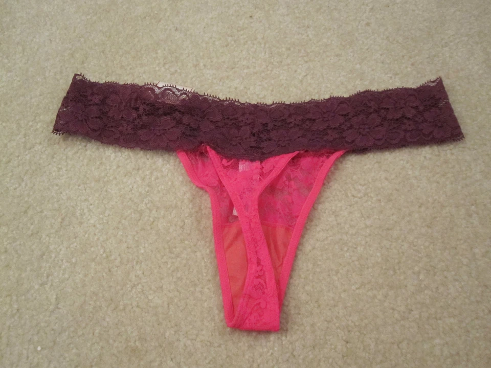 Calcinha tanga feminina de renda Candies tamanho 6 M nova com etiquetas rosa - Imagem 2 de 4