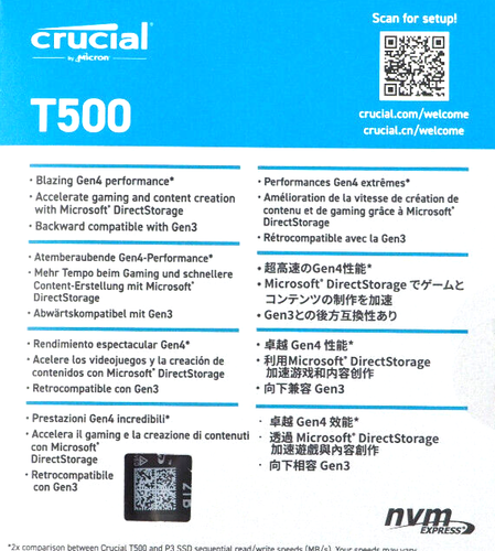 Crucial T500 2TB Internal SSD PCIe Gen 4x4 NVMe M.2 NEW SEALED - Afbeelding 2 van 3