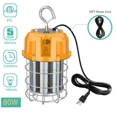 KUKUPPO 80W LED Temporary Job Site Work Light 5000K Portable Construction Building Light