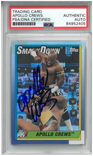 APOLLO CREWS SIGNED AUTOGRAPH SLABBED WWE 2021 TOPPS HERITAGE CARD PSA DNA