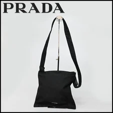 PRADA Shoulder Bag Triangle Logo Triangle Plate Black From Japan Prada