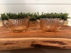 Queen Mary Depression Glass. 5-1/2" Oval Creamer and 6" Oval Sugar.  2 pieces.