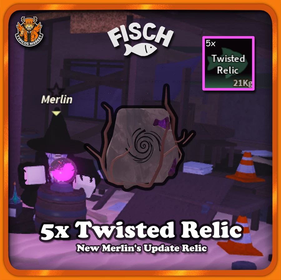 ROBLOX [FISCH] - 5x Twisted Enchant Relic - [New Merlin's Update Relic]