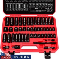 49 Piece 3/8 Drive Impact Socket Set CRV Mechanics Tools Organized Storage Case