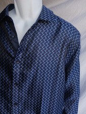 PAVINI Camicia Abito Blu Scossa Elettrica Tessuto Misto Stampa UOMO UOMO GENTS MORBIDA L hm