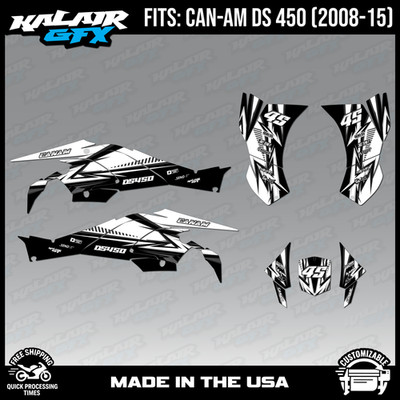 Graphics Kit for CAN-AM ATV DS450 (2008-2015) Shred Series - WHITE