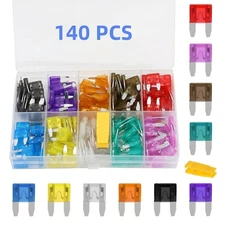 140pcs Mini Fuses Assortment Kit, Automotive Blade Fuses Kit with Puller, Low...