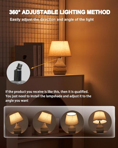 10" kleine Keramik kabellose Tischlampe mit Timer, Dimmer, Leinenschirm, Fernbedienung Co - Bild 8 von 9