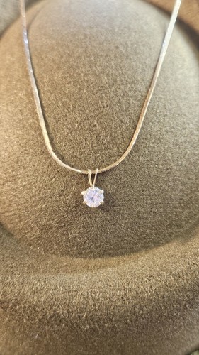 Vintage 14 Carat PLUMB Gold 18" snake Chain Necklace With 1ct. CZ