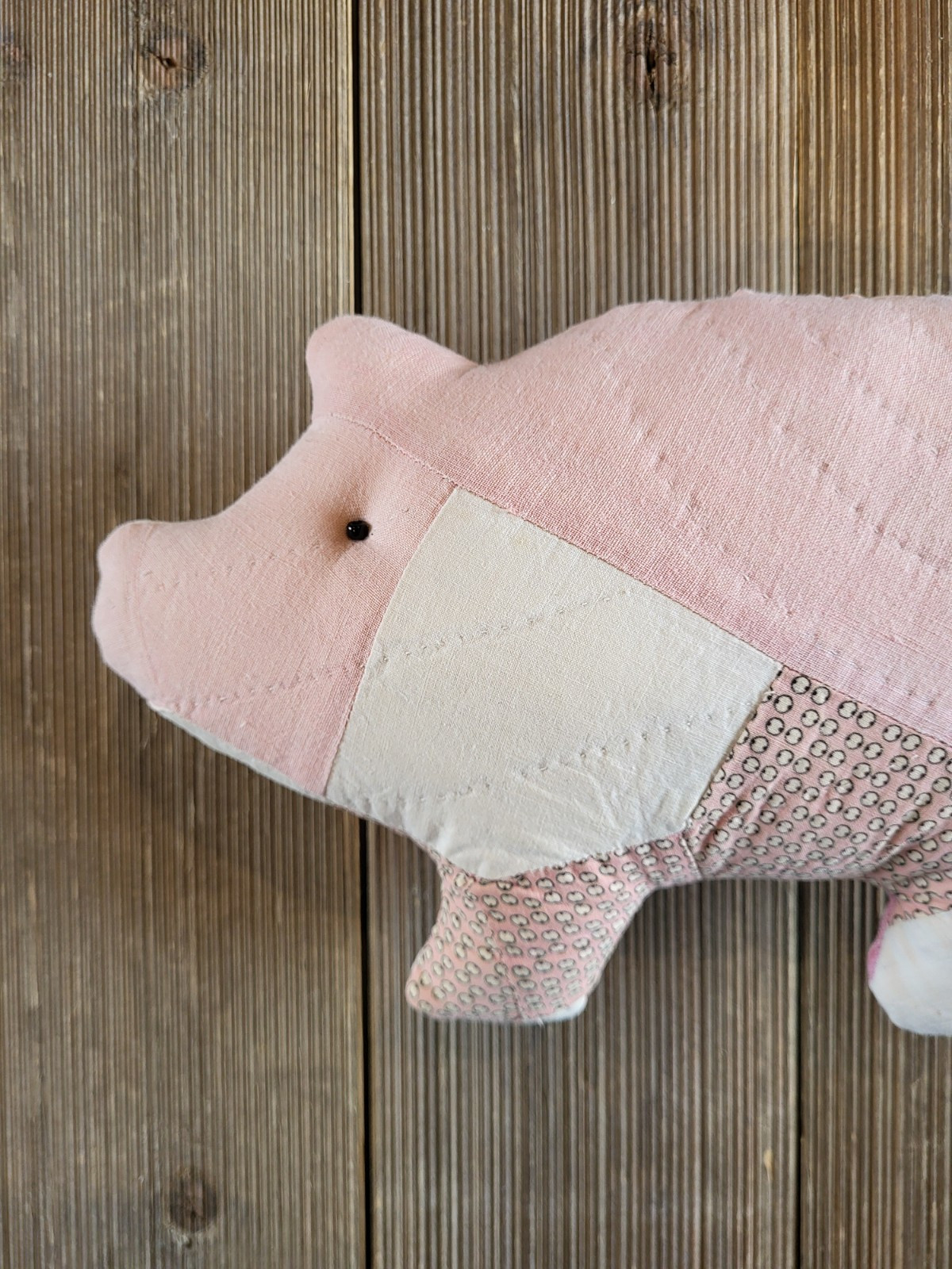 Primitive Quilted Pig-Vintage Quilt Pig-Farmhouse decor-repurposed quilt