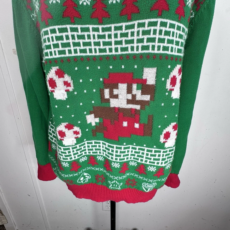 Suéter Nintendo Super Mario Bros Talla Grande Feo Navidad Y2K Foto 3 de 4