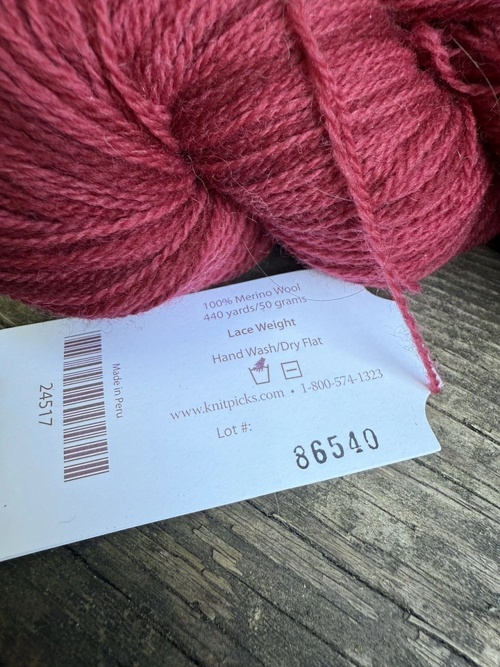 Knit Picks Shadow 100% Merino Lace Wine Kettle Dyed 50g/440yds Lot 86540 - Image 2 of 3