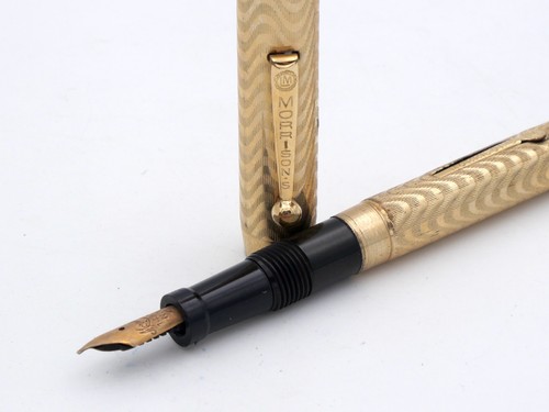 STYLO PLUME ANCIEN - FOUNTAIN PEN - MORRISON - PLAQUÉ OR 14 CARATS - Foto 5 di 11