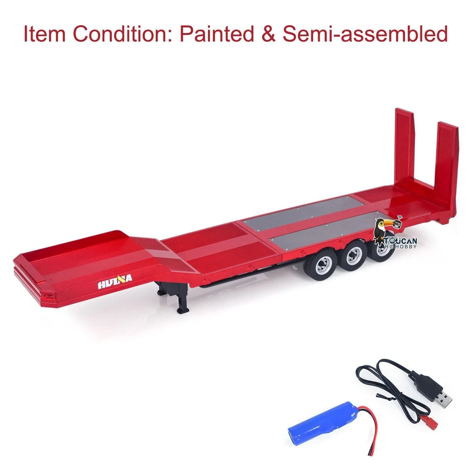 Plastic 3-Axles Semi Trailer Flatbed 1502 for 1/18 RC Tractor Truck HUINA 1501 - Image 2 of 4