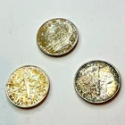 BEAUTIFUL TONED LOT 3x UNCIRC Roosevelt Dimes 90% SILVER - 2x 1957-D 1x 1953-P