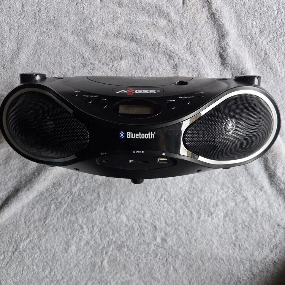 Axess PBBT2702: Thunder Blast Mp3Bluetooth portátil, USB, como cartão, entrada auxiliar, preto - Imagem 2 de 4