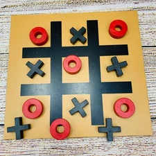 Wooden Tic Tac Toe Game Board Oversized Travel Fun Play