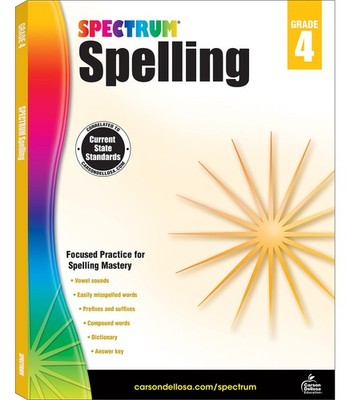 Spectrum Grade 4 Spelling Workbook, Compound Words, Dictionary Skills, Prefixes,