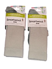 2 Pairs SmartWool Classic Edition Hike Full Cushion Crew Socks Women's MED - Ash