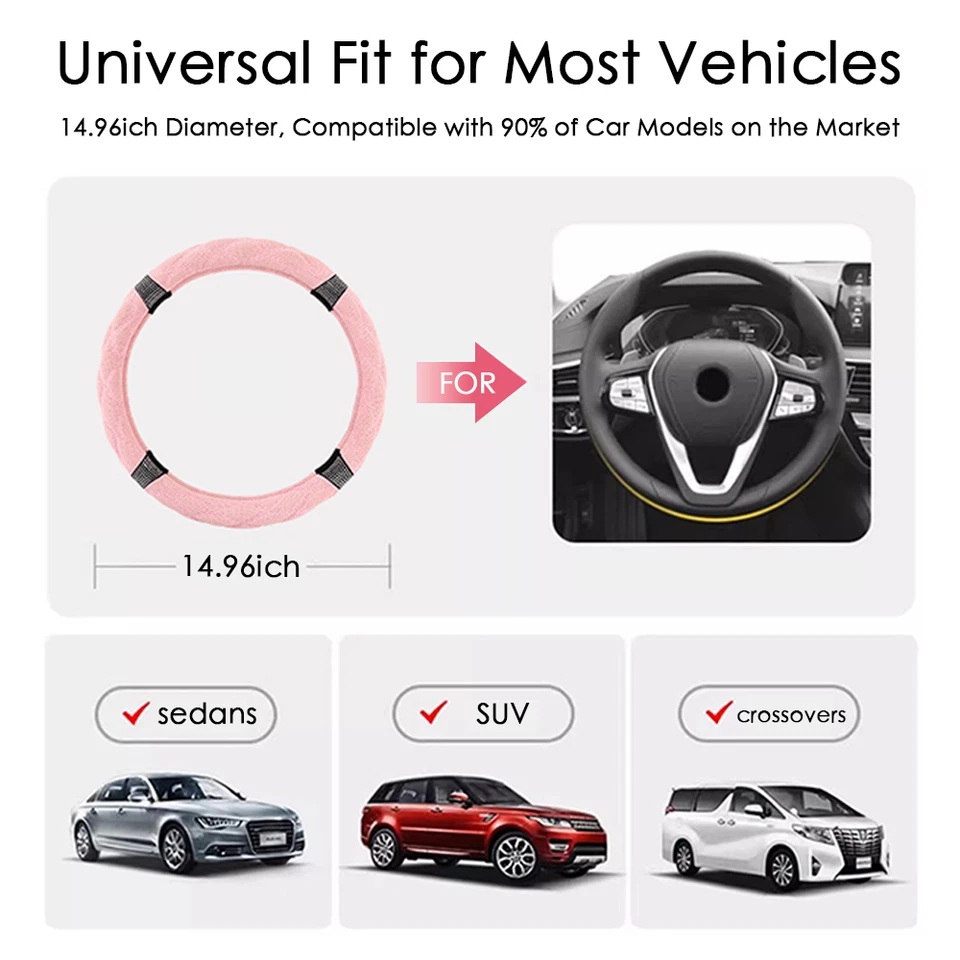 For Mitsubishi Diamond Leather Steering Wheel Cover with Crystal for Women / Men Foto 2 de 4