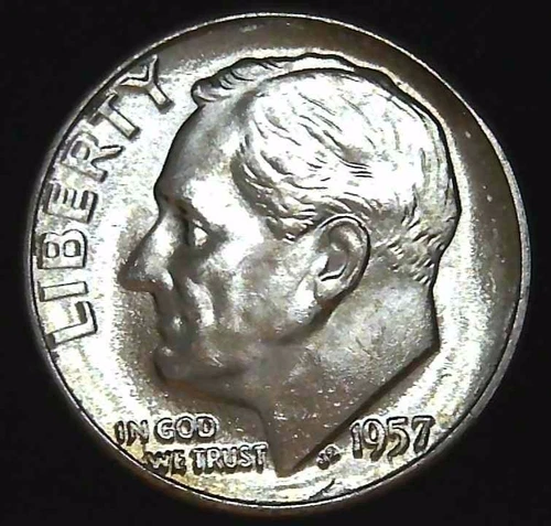 1957-P 10C Roosevelt Dime UNC 90% Silver 26occ0117-3