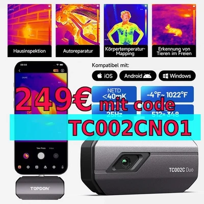 TOPDON TC002C Duo Wärmebildkamera 512x384 25Hz IR Infrarot kamera -20°C to 550°C